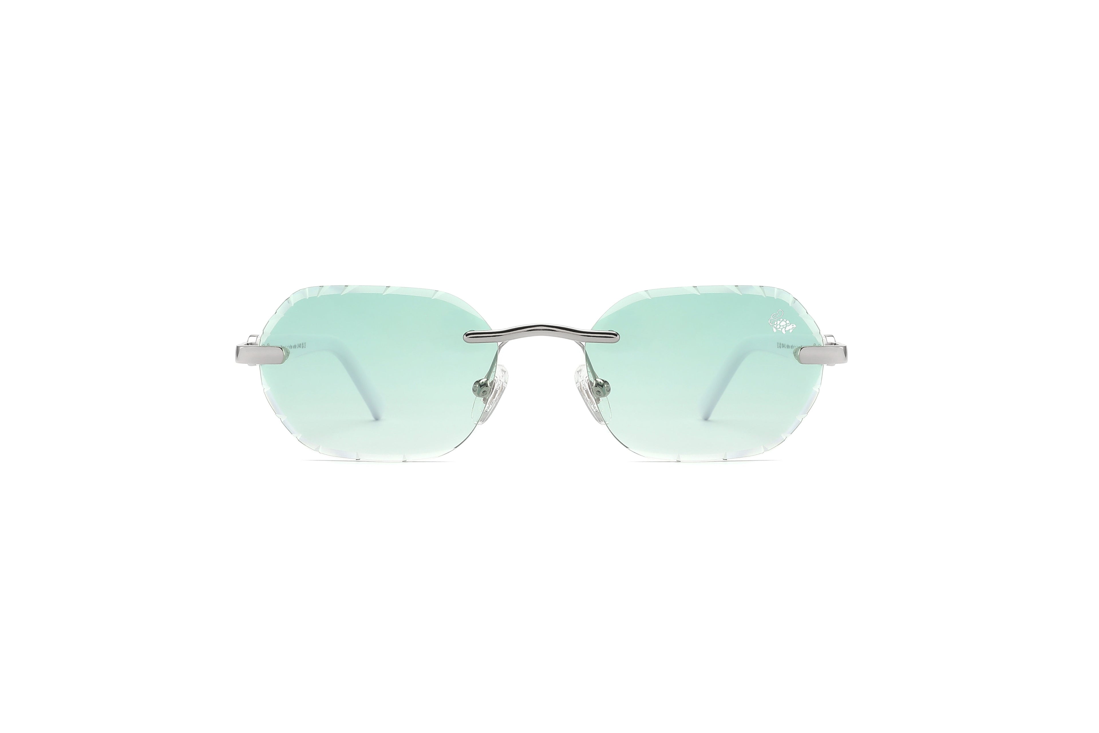 Willow Rimless — Green Silver | White | Diamond-Cut Lenses