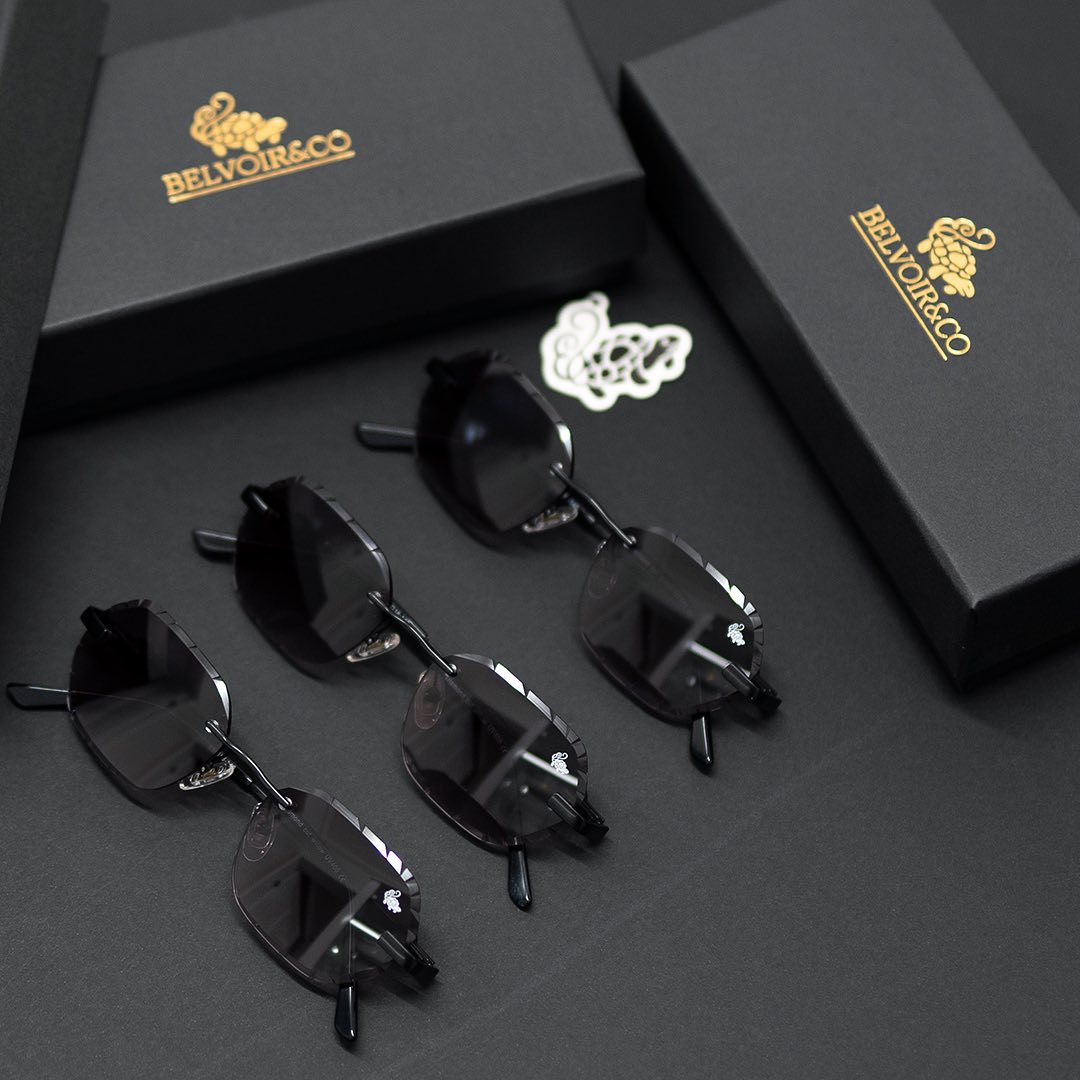 Willow Rimless — Smoke | Black | Diamond-Cut Lenses