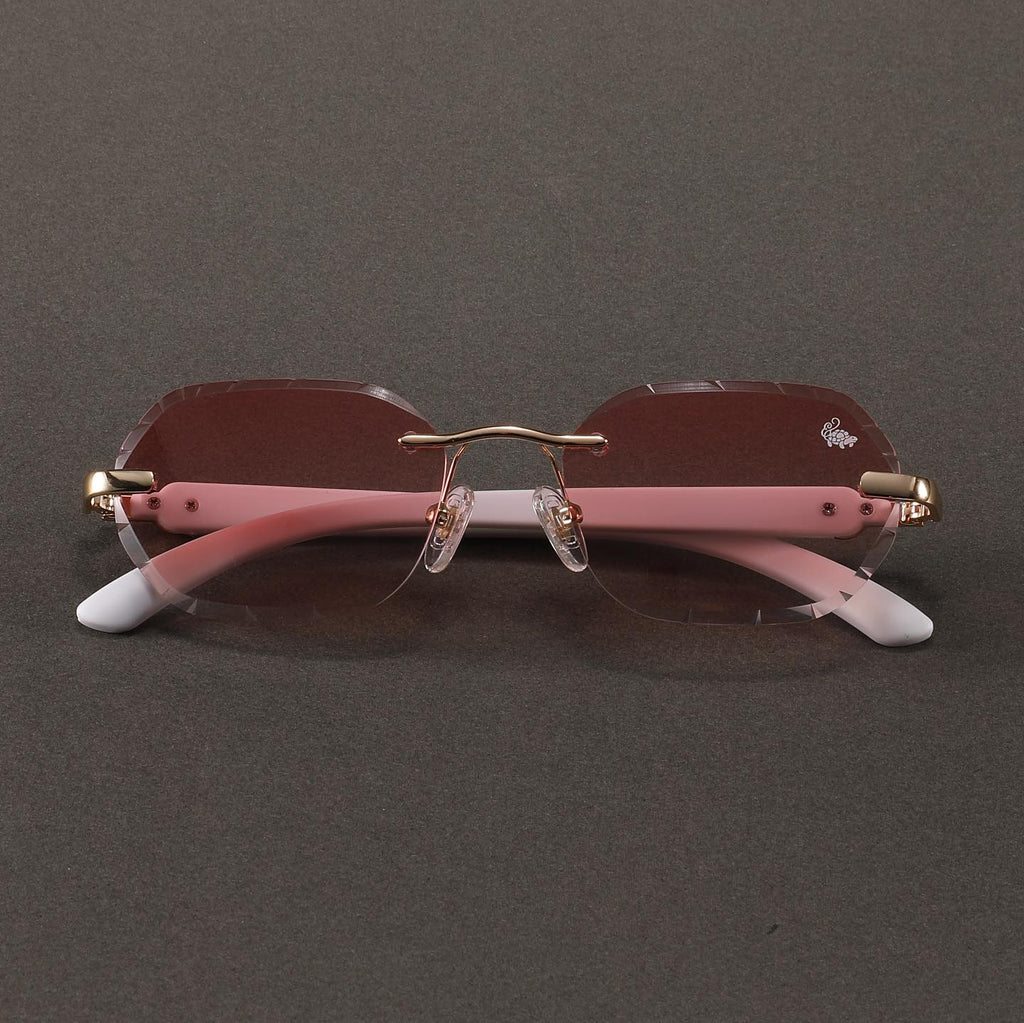 Willow Rimless — Burnt Red | White | Diamond-Cut Lenses