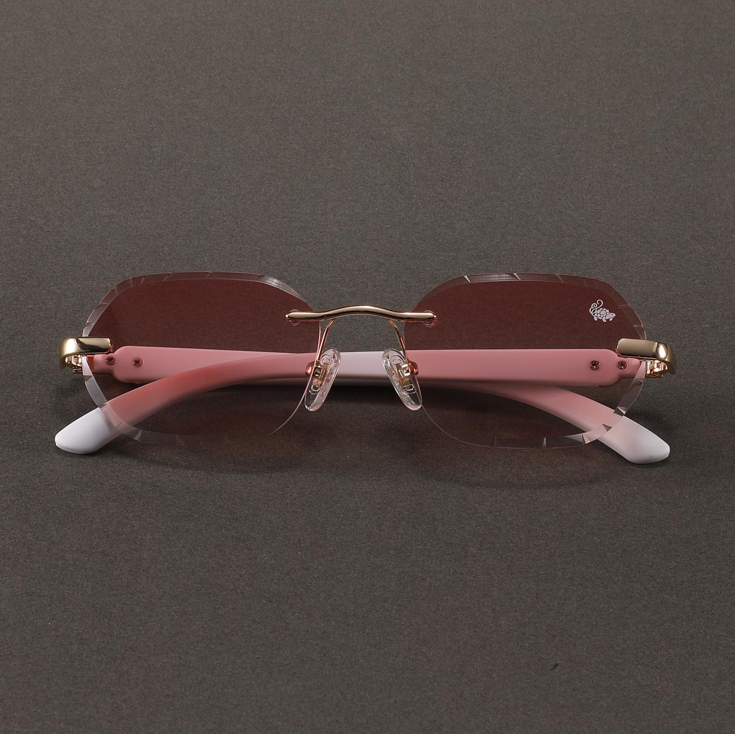 Willow Rimless — Burnt Red | White | Diamond-Cut Lenses