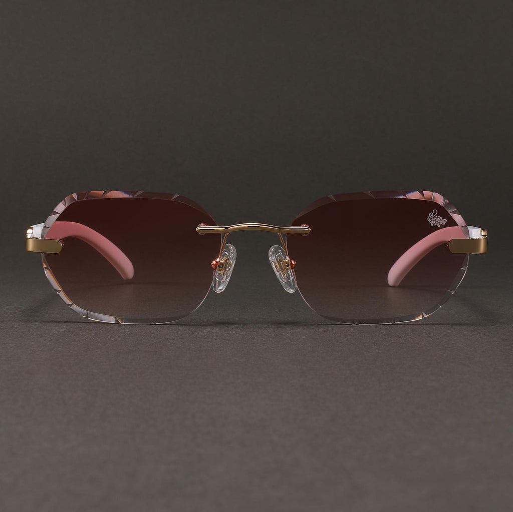 Willow Rimless — Burnt Red | White | Diamond-Cut Lenses