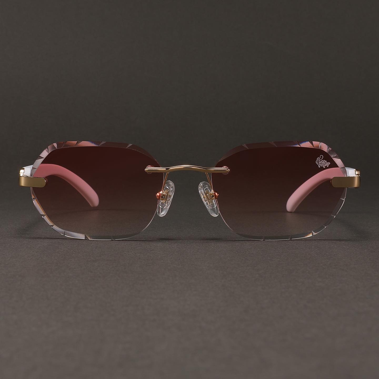 Willow Rimless — Burnt Red | White | Diamond-Cut Lenses