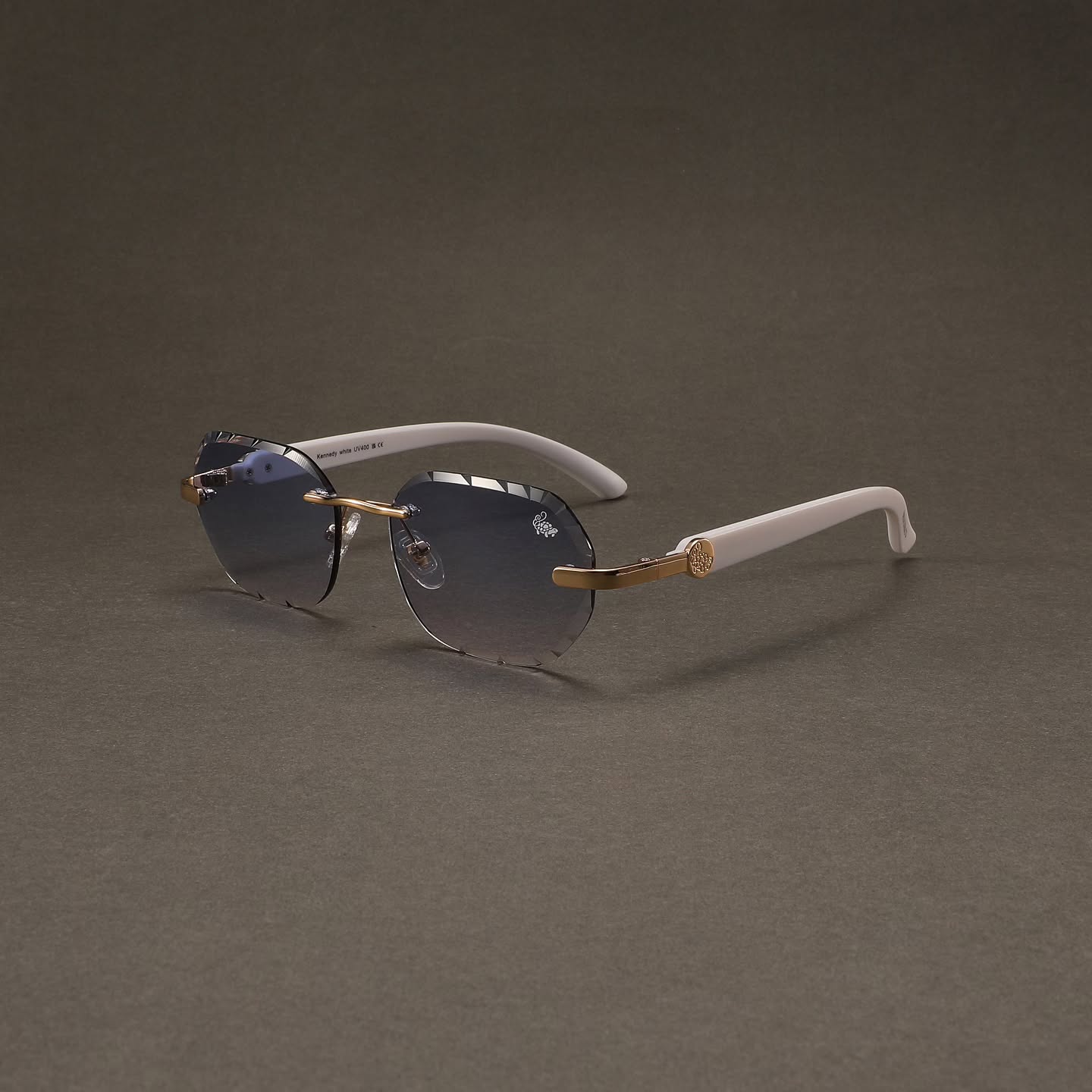 Willow Rimless — Blue | White | Diamond-Cut Lenses