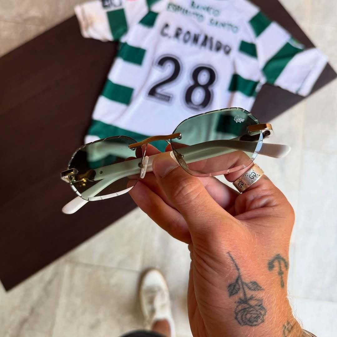 Willow Rimless — Green Silver | White | Diamond-Cut Lenses - Belvoi&co Morocco