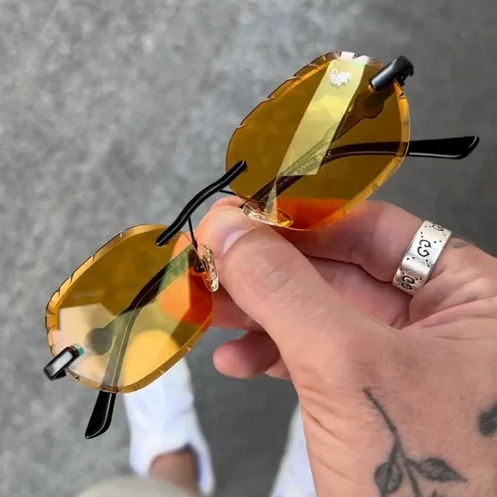 Willow Rimless — Orange | Stealth | Diamond-Cut Lenses - Belvoi&co Morocco