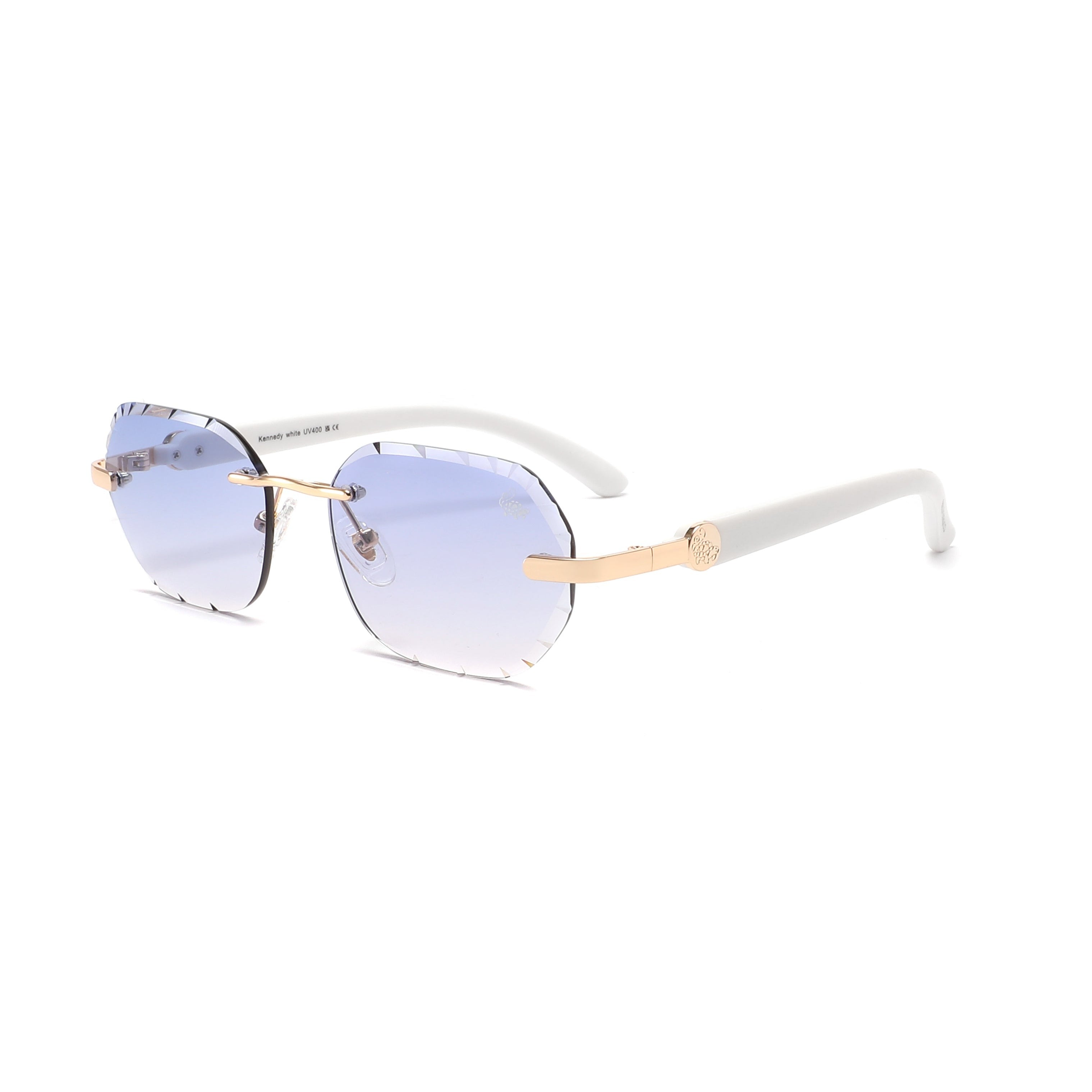 Willow Rimless — Blue | White | Diamond-Cut Lenses