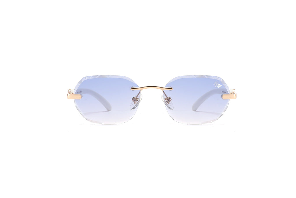 Willow Rimless — Blue | White | Diamond-Cut Lenses