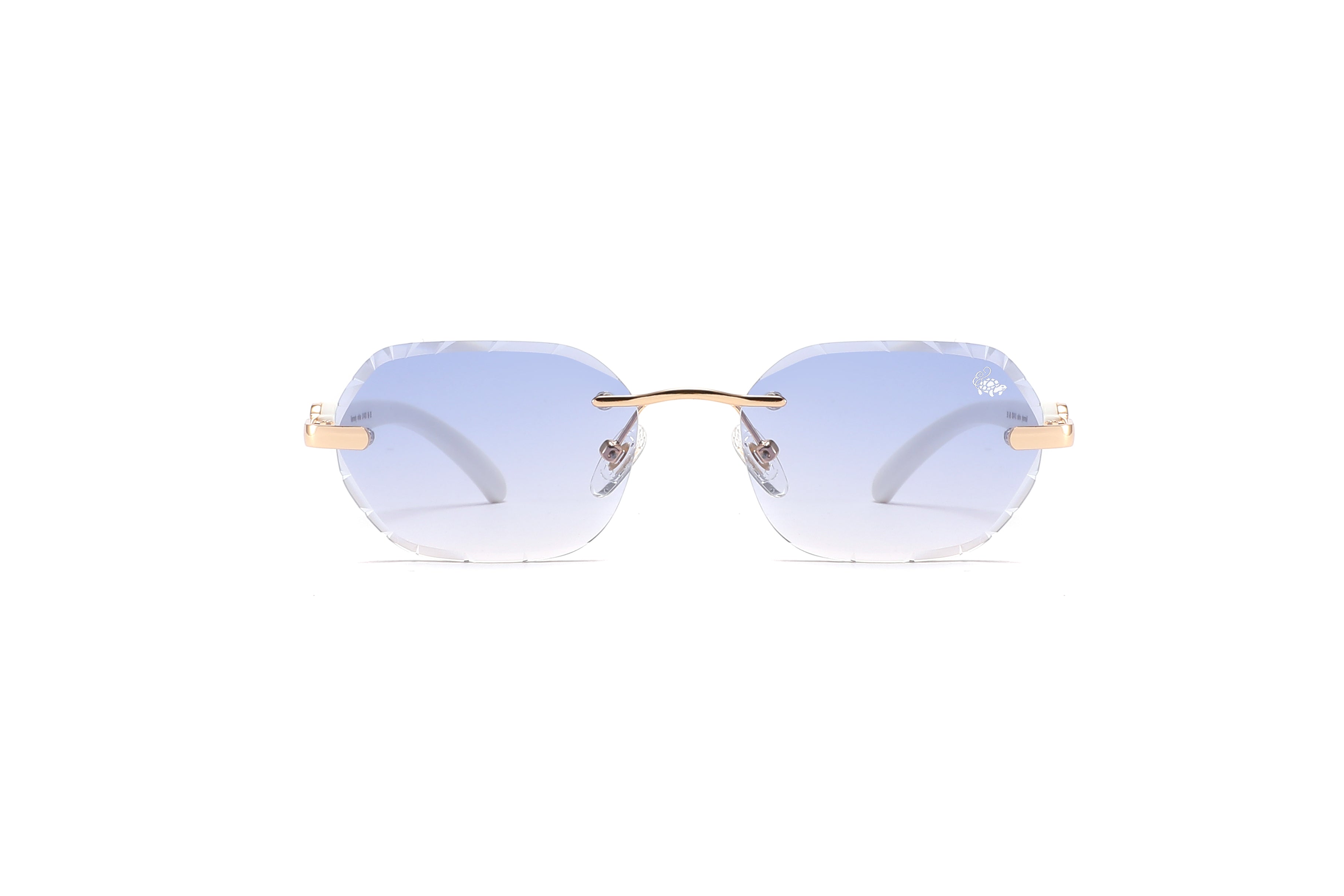 Willow Rimless — Blue | White | Diamond-Cut Lenses