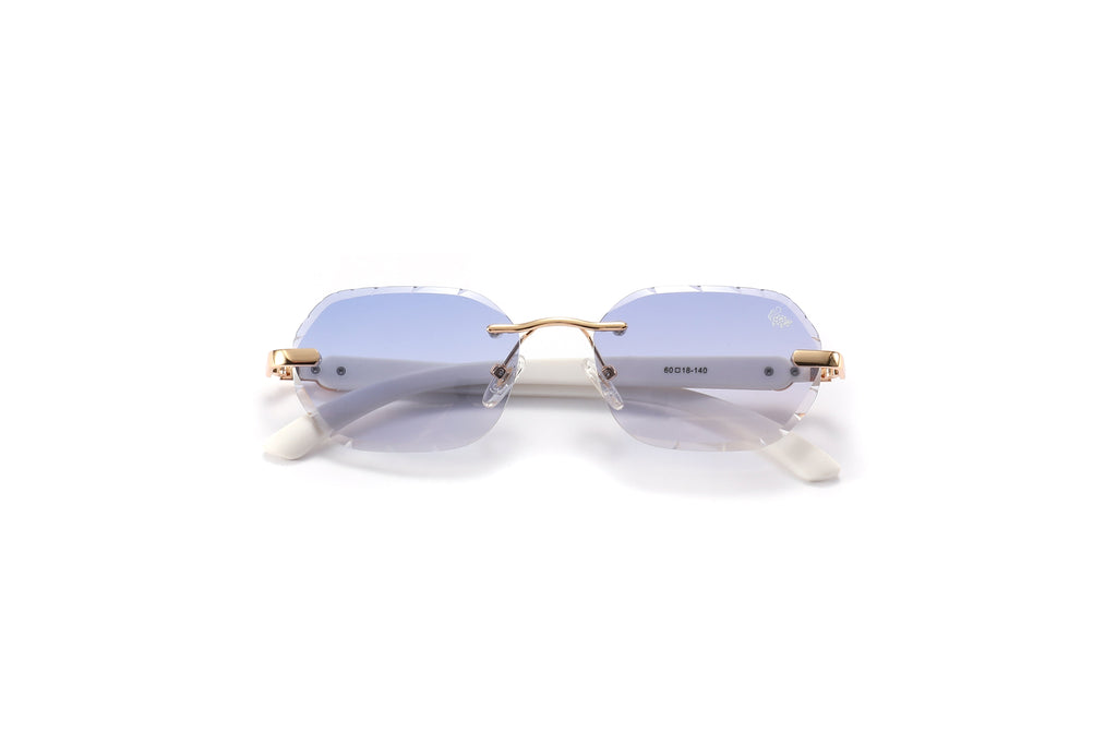 Willow Rimless — Blue | White | Diamond-Cut Lenses