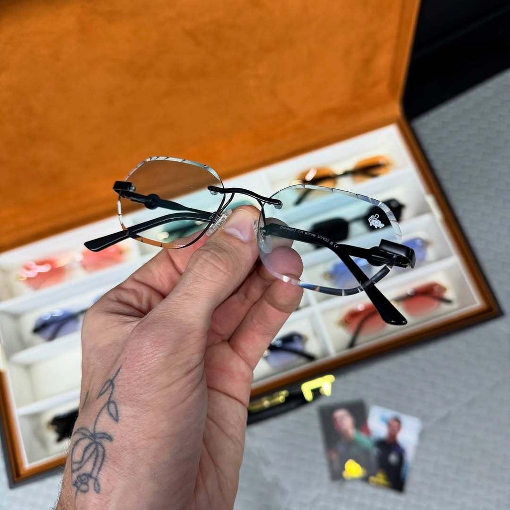 Willow Rimless — Tiffany Blue | Diamond-Cut Lenses - Belvoi&co Morocco