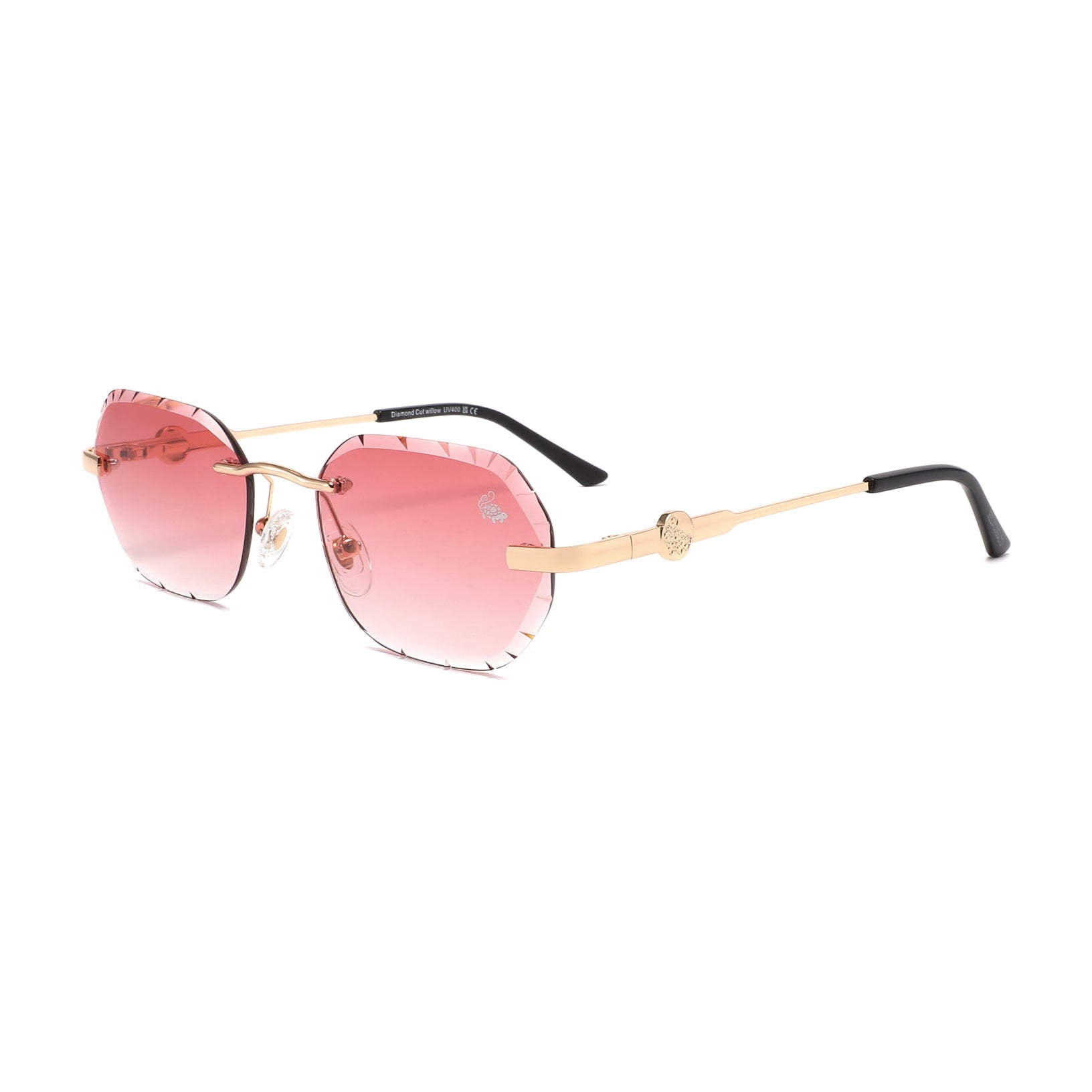 Willow Rimless — Burnt Red | Gold | Diamond-Cut Lenses