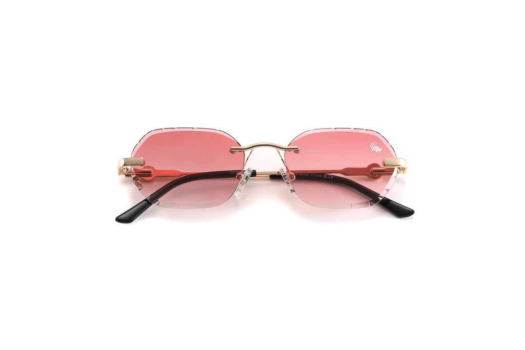 Willow Rimless — Burnt Red | Gold | Diamond-Cut Lenses