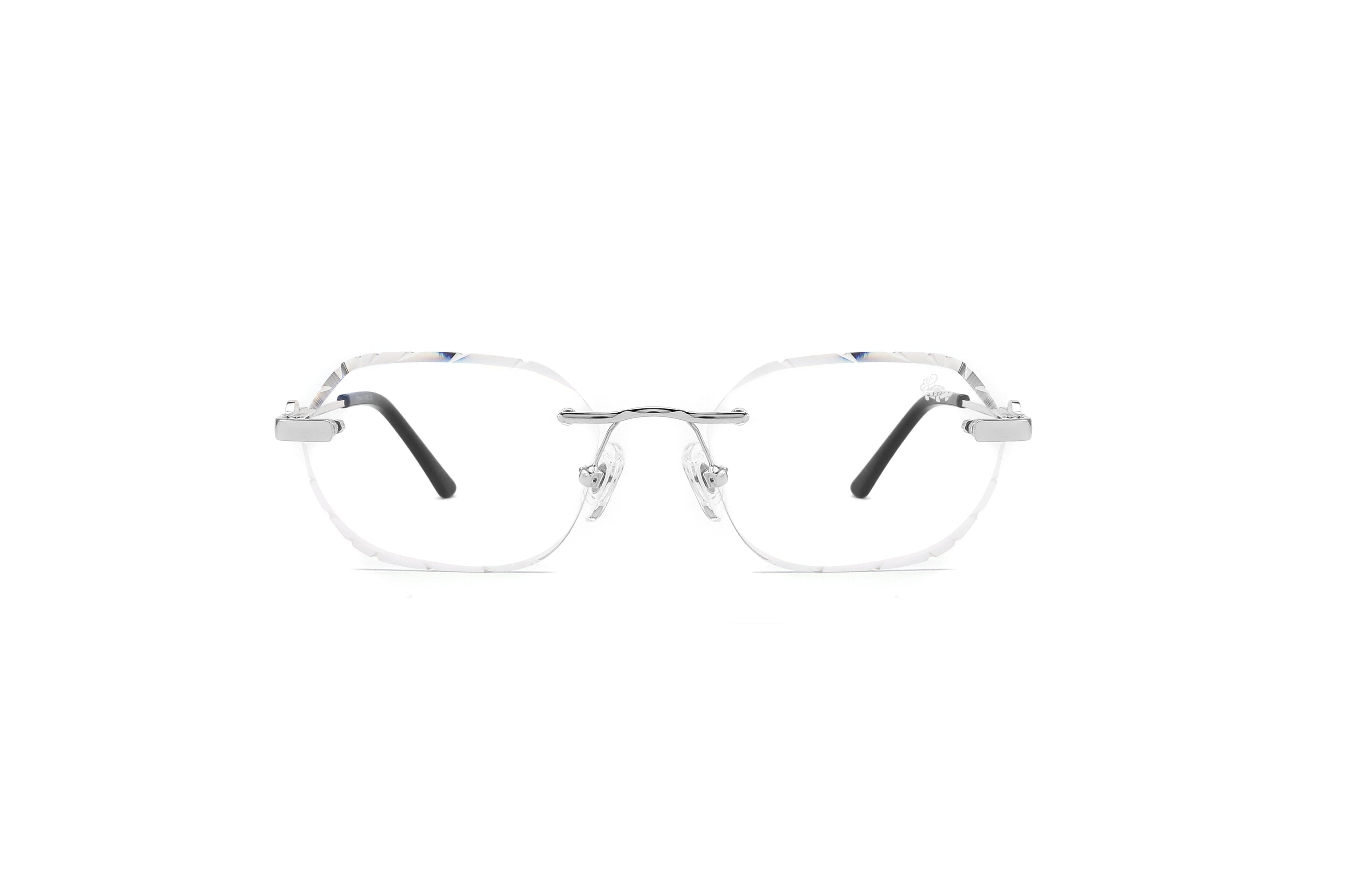 Willow Rimless — Anti Blue | Silver | Diamond-Cut Lenses