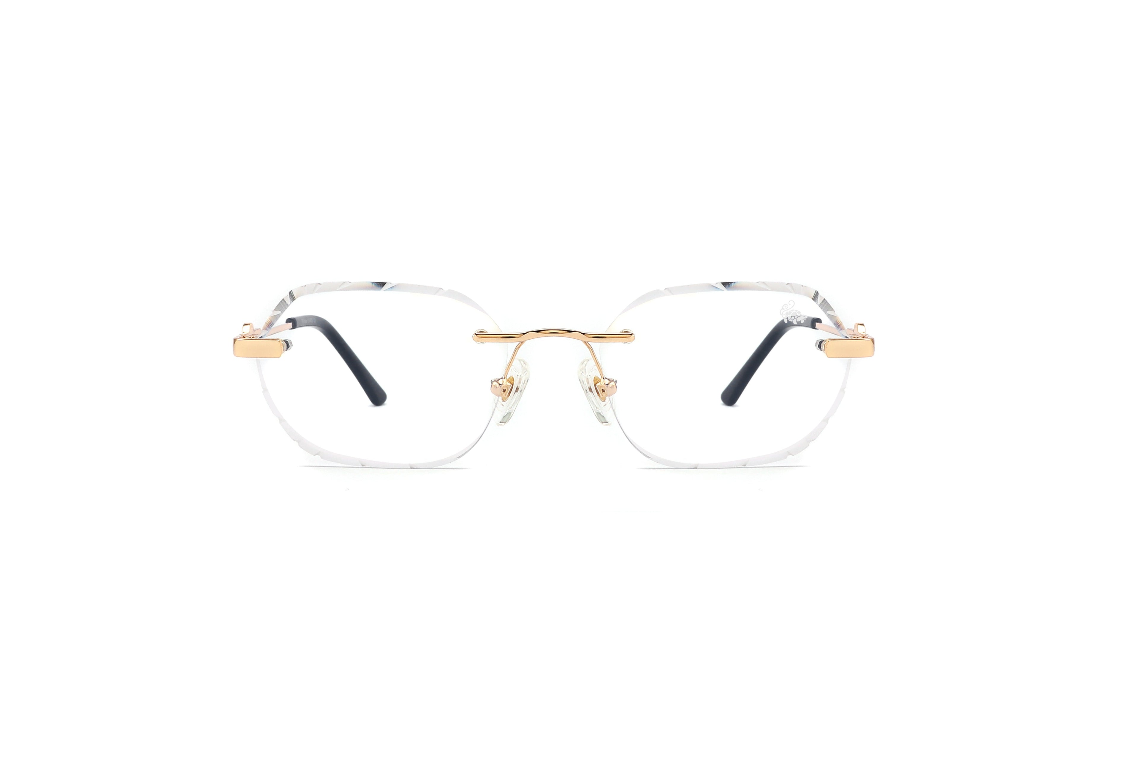Willow Rimless — Anti Blue | Gold | Diamond-Cut Lenses