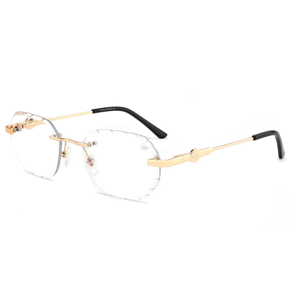 Willow Rimless — Anti Blue | Gold | Diamond-Cut Lenses