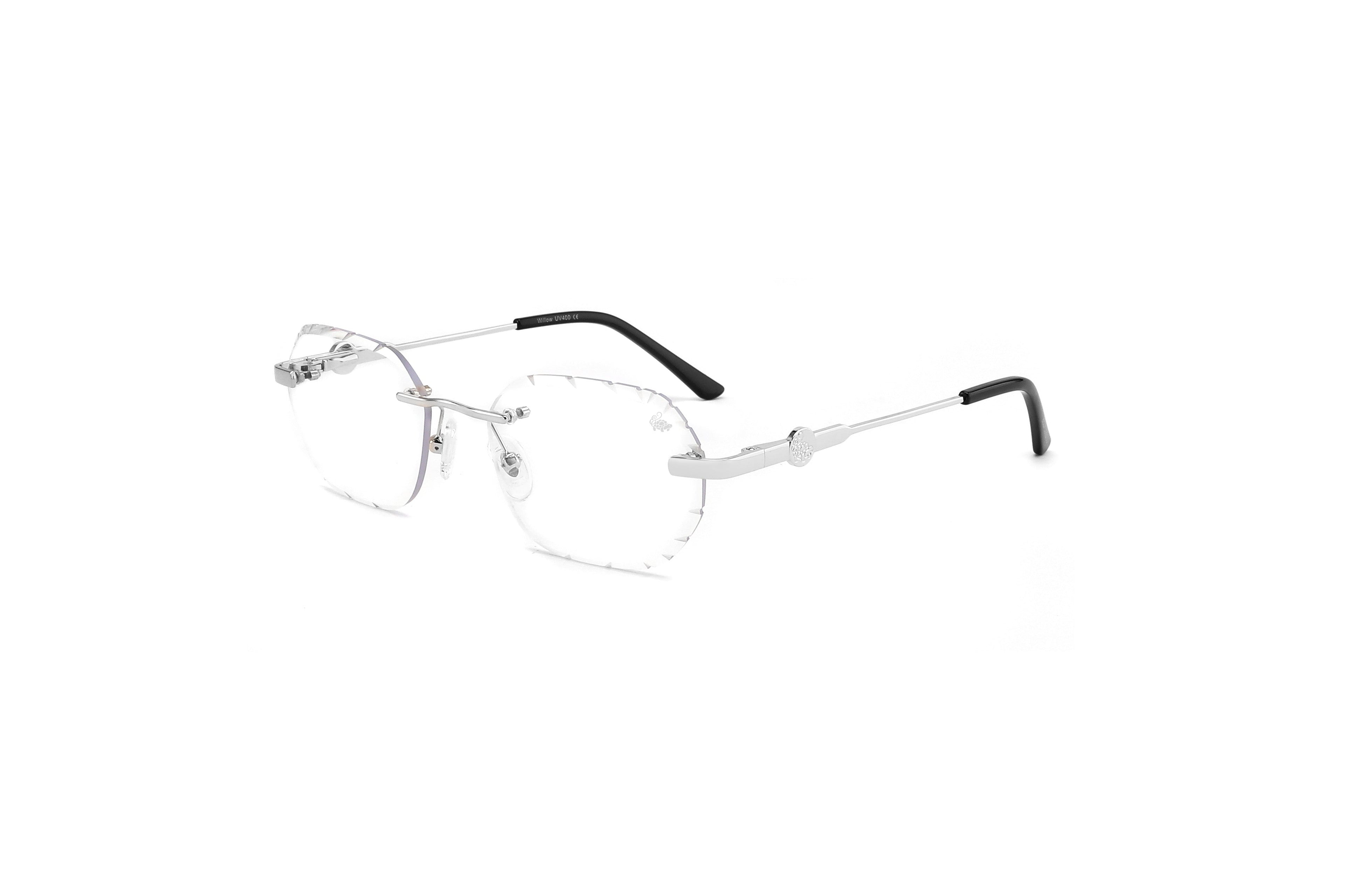 Willow Rimless — Anti Blue | Silver | Diamond-Cut Lenses