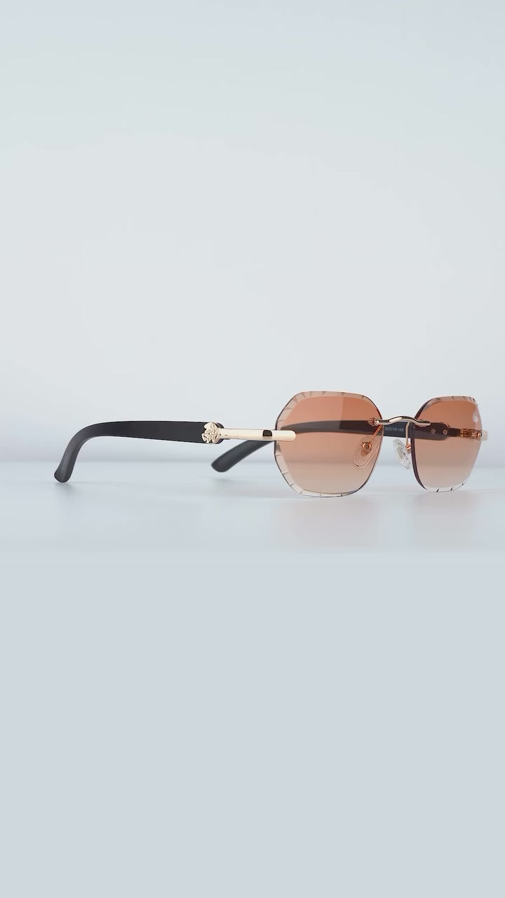 Willow Rimless — Tea | Black | Diamond-Cut Lenses