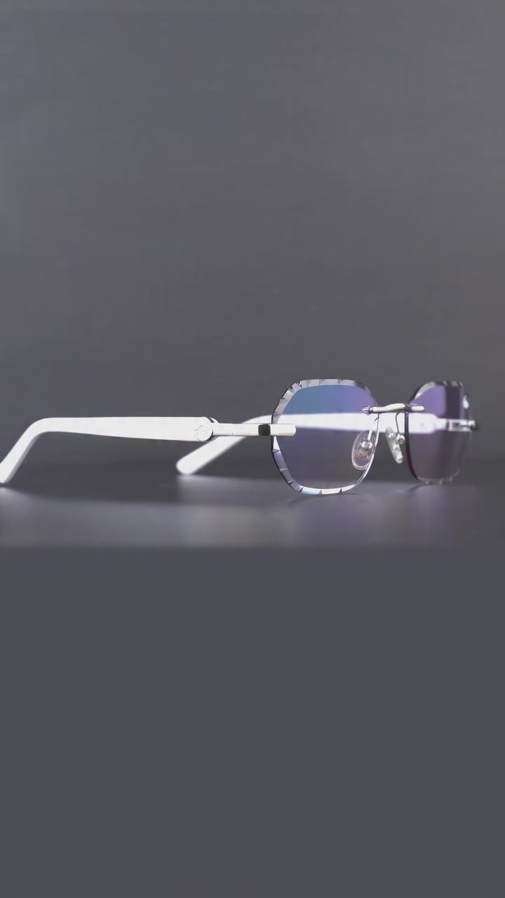 Willow Rimless — Ice Silver | White | Diamond-Cut Lenses