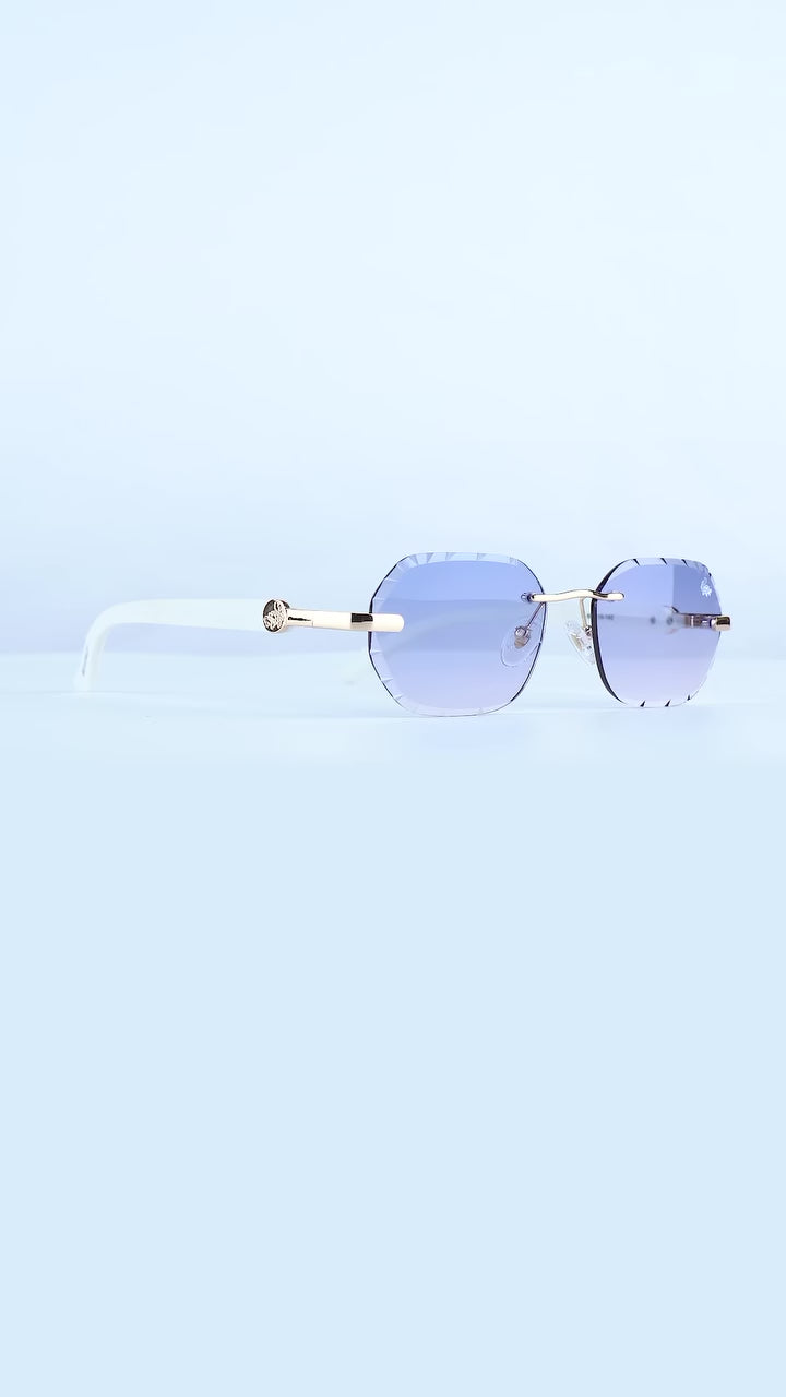 Willow Rimless — Blue | White | Diamond-Cut Lenses