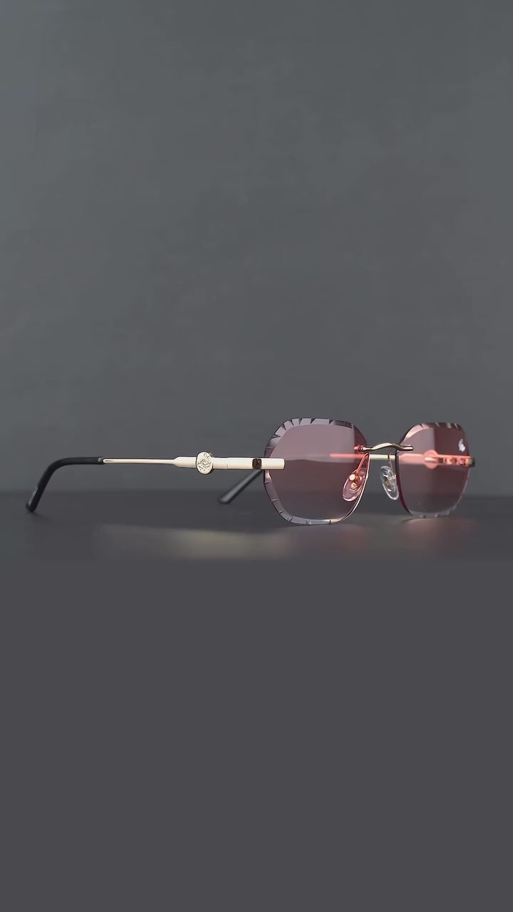 Willow Rimless — Burnt Red | Gold | Diamond-Cut Lenses