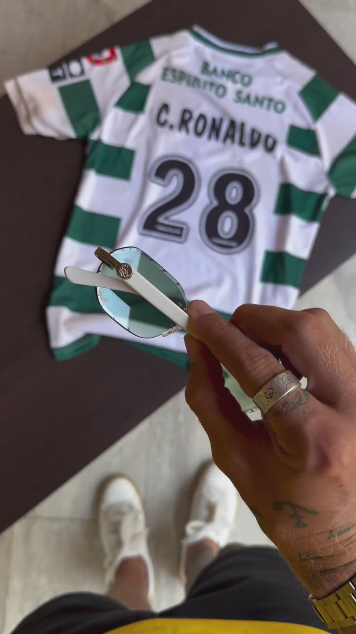 Willow Rimless — Green Silver | White | Diamond-Cut Lenses