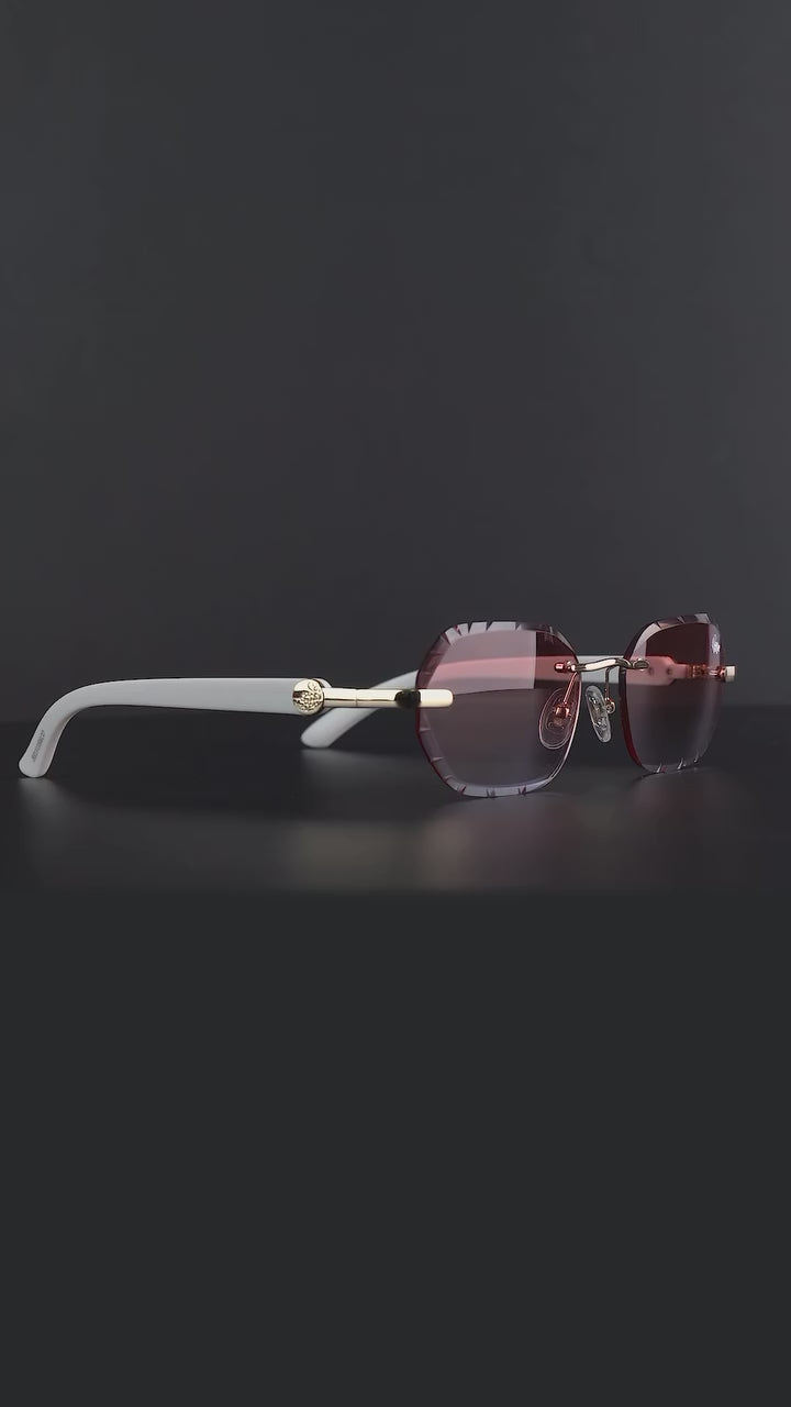 Willow Rimless — Burnt Red | White | Diamond-Cut Lenses